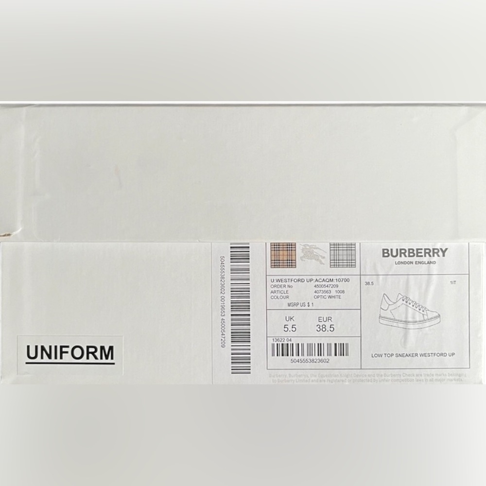Authentic Burberry Uniform Optic White 38.5 - Picture 9 of 9
